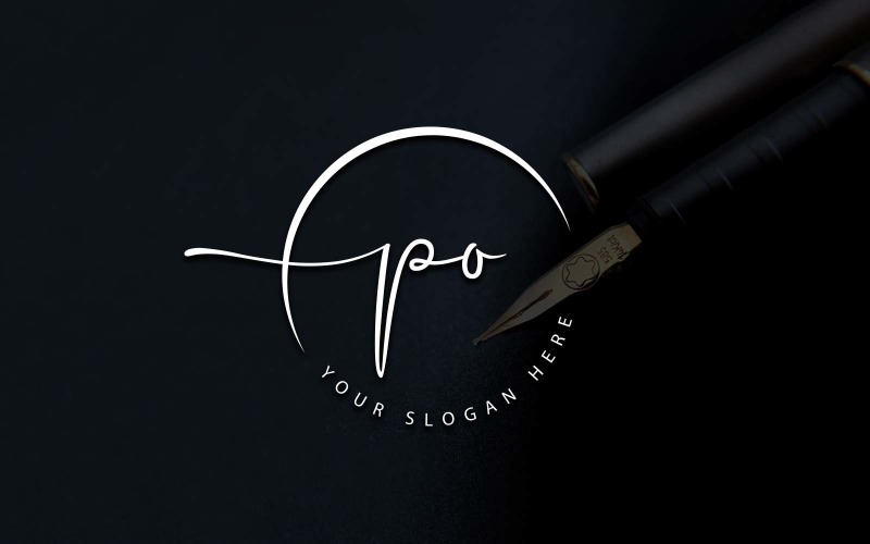 Calligraphy Studio Style PO Letter Logo Design Logo Template