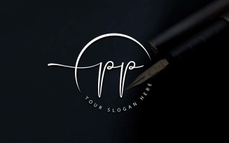 Calligraphy Studio Style PP Letter Logo Design