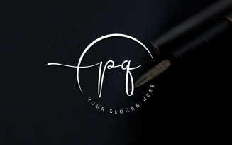 Calligraphy Studio Style PQ Letter Logo Design