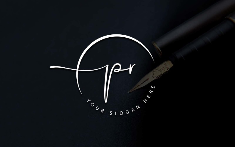 Calligraphy Studio Style PR Letter Logo Design Logo Template