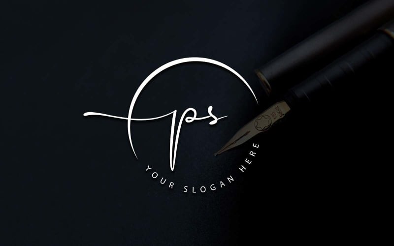 Calligraphy Studio Style PS Letter Logo Design Logo Template