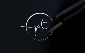 Calligraphy Studio Style PT Letter Logo Design