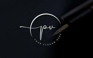 Calligraphy Studio Style PV Letter Logo Design