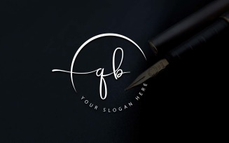 Calligraphy Studio Style QB Letter Logo Design
