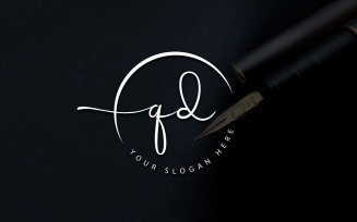 Calligraphy Studio Style QD Letter Logo Design