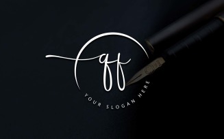 Calligraphy Studio Style QF Letter Logo Design