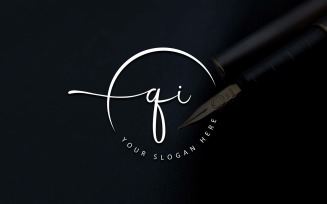 Calligraphy Studio Style QI Letter Logo Design