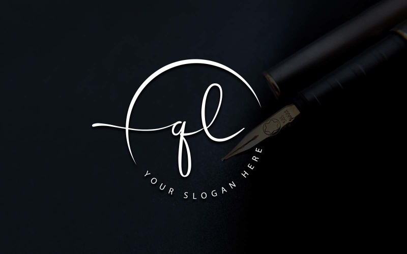 Calligraphy Studio Style QL Letter Logo Design Logo Template