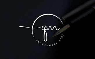 Calligraphy Studio Style QM Letter Logo Design