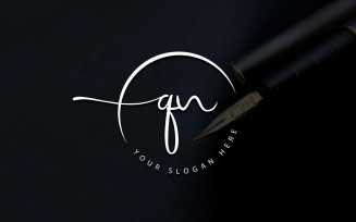 Calligraphy Studio Style QN Letter Logo Design