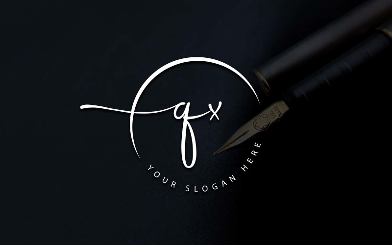 Calligraphy Studio Style QX Letter Logo Design Logo Template