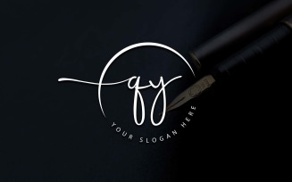Calligraphy Studio Style QY Letter Logo Design