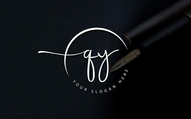 Calligraphy Studio Style QY Letter Logo Design Logo Template