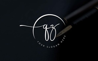 Calligraphy Studio Style QZ Letter Logo Design