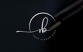 Calligraphy Studio Style RB Letter Logo Design