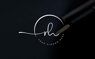Calligraphy Studio Style RH Letter Logo Design