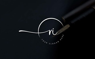 Calligraphy Studio Style RI Letter Logo Design