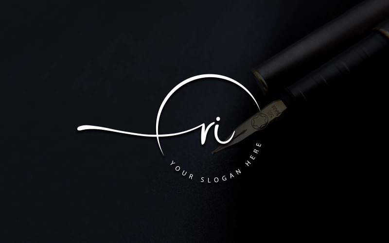 Calligraphy Studio Style RI Letter Logo Design Logo Template