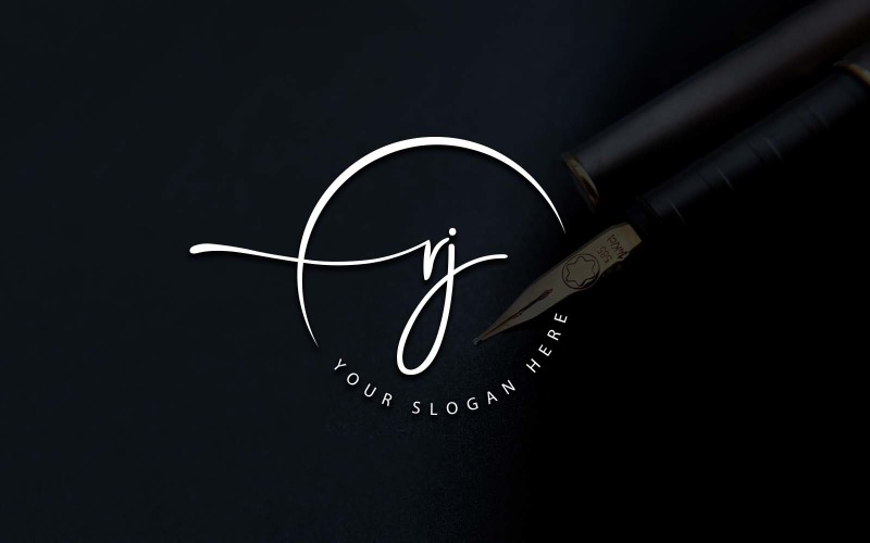 Calligraphy Studio Style RJ Letter Logo Design Logo Template