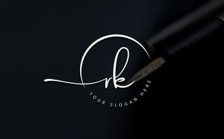 Calligraphy Studio Style RK Letter Logo Design