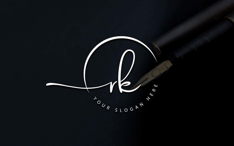 Calligraphy Studio Style RK Letter Logo Design Logo Template