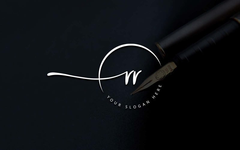 Calligraphy Studio Style RR Letter Logo Design Logo Template