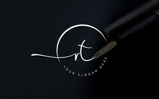 Calligraphy Studio Style RT Letter Logo Design