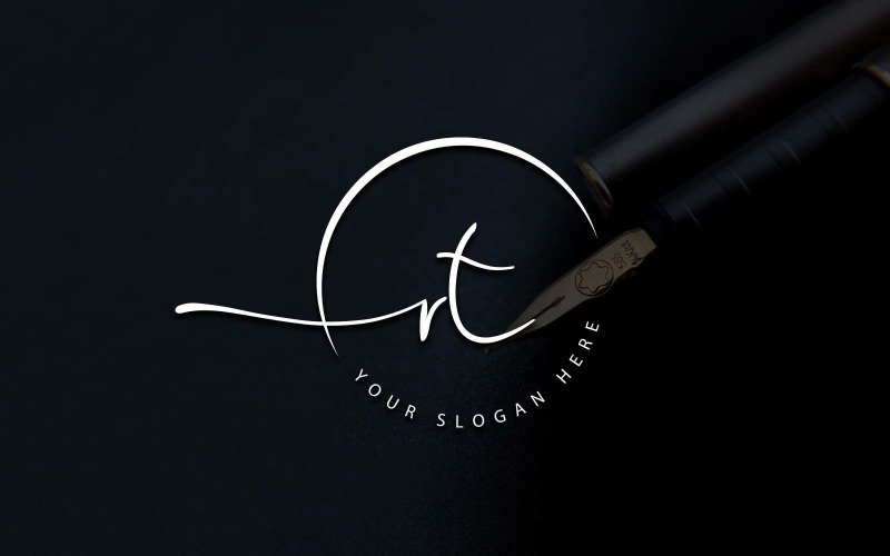 Calligraphy Studio Style RT Letter Logo Design Logo Template