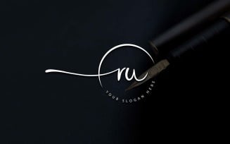 Calligraphy Studio Style RU Letter Logo Design