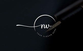 Calligraphy Studio Style RW Letter Logo Design
