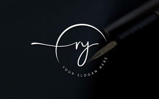 Calligraphy Studio Style RY Letter Logo Design
