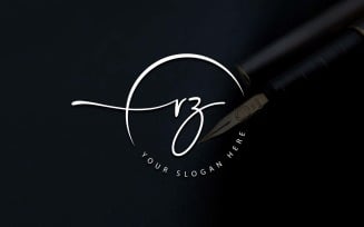 Calligraphy Studio Style RZ Letter Logo Design