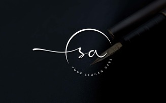 Calligraphy Studio Style SA Letter Logo Design