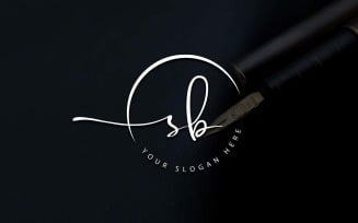 Calligraphy Studio Style SB Letter Logo Design