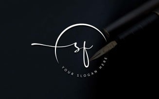 Calligraphy Studio Style SF Letter Logo Design