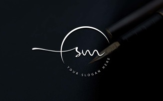 Calligraphy Studio Style SM Letter Logo Design