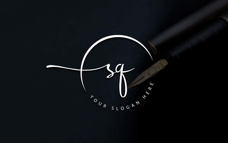 Calligraphy Studio Style SQ Letter Logo Design Logo Template
