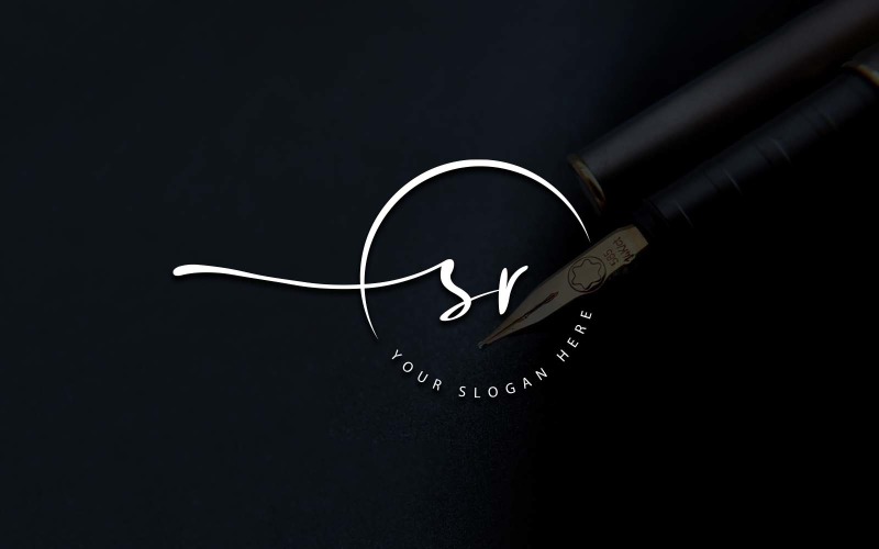Calligraphy Studio Style SR Letter Logo Design Logo Template