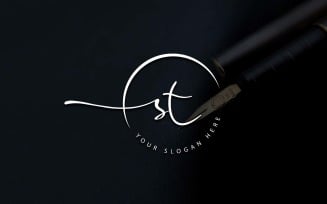 Calligraphy Studio Style ST Letter Logo Design