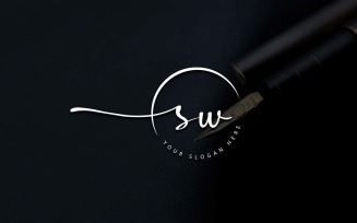 Calligraphy Studio Style SW Letter Logo Design