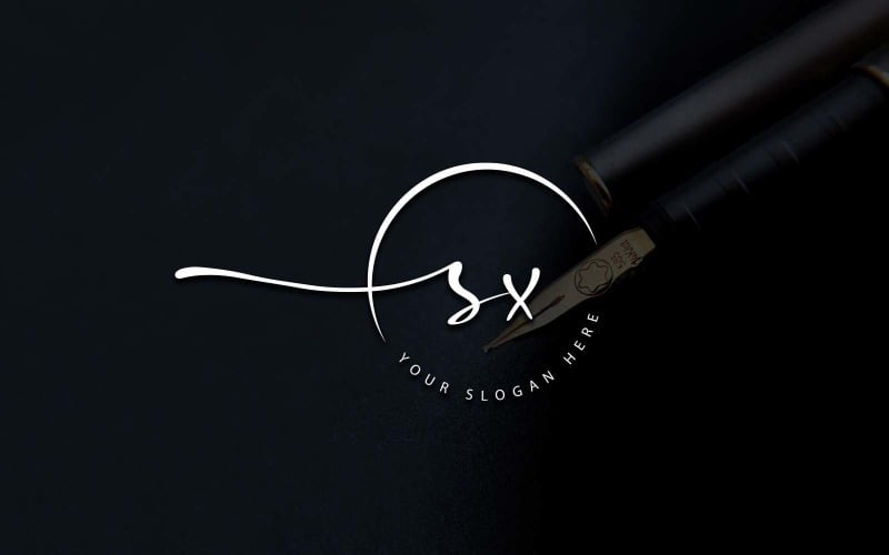 Calligraphy Studio Style SX Letter Logo Design Logo Template