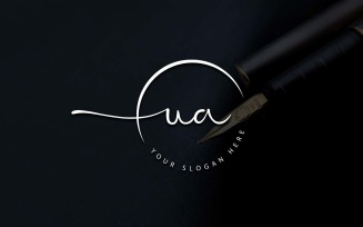 Calligraphy Studio Style UA Letter Logo Design