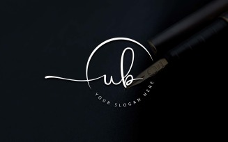 Calligraphy Studio Style UB Letter Logo Design