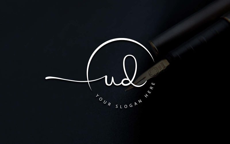 Calligraphy Studio Style UD Letter Logo Design Logo Template