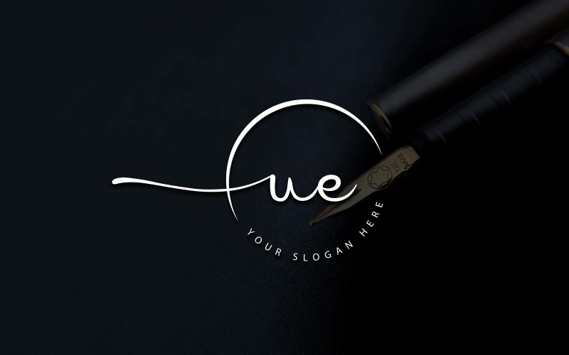 Calligraphy Studio Style UE Letter Logo Design Logo Template