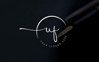 Calligraphy Studio Style UF Letter Logo Design