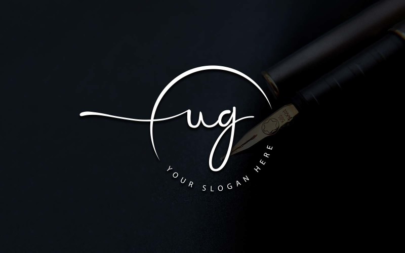 Calligraphy Studio Style UG Letter Logo Design Logo Template