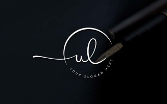 Calligraphy Studio Style UL Letter Logo Design