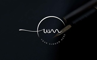 Calligraphy Studio Style UM Letter Logo Design