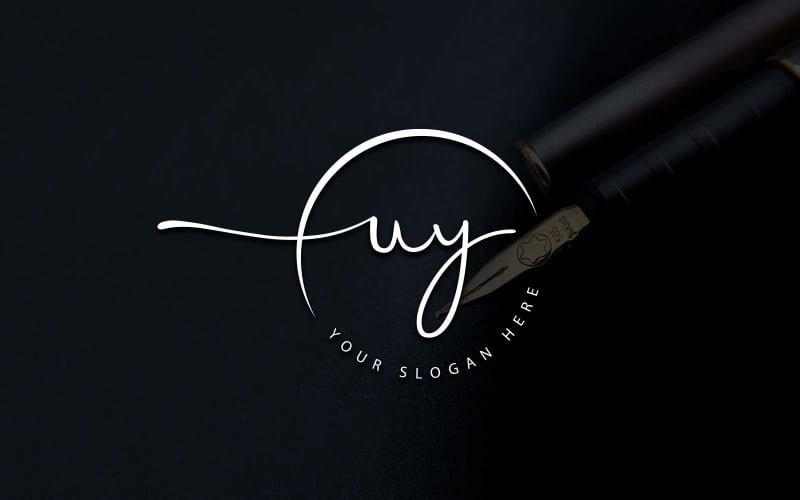 Calligraphy Studio Style UY Letter Logo Design Logo Template